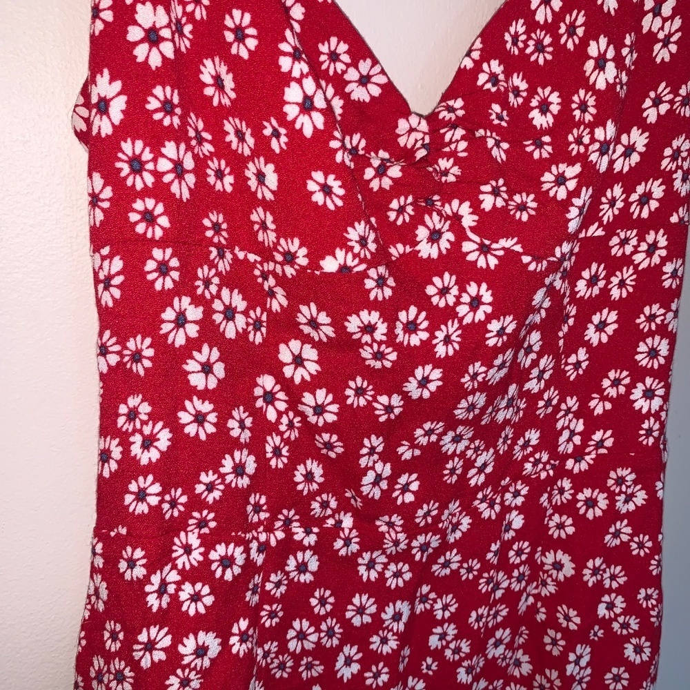 Reformation Baldwin Dress Red Daisy Print Mini Dress 4 - Picture 12 of 14